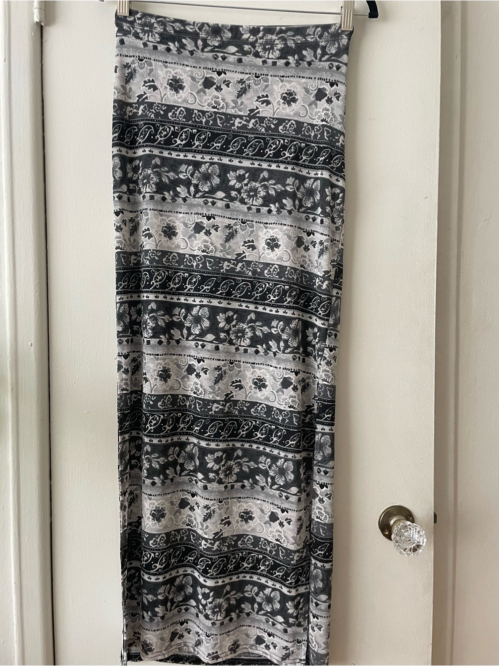 Collection B Black and White Striped Floral Maxi Skirt